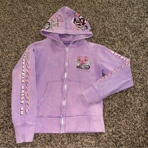 Purple Graphic Zip-Up Hoodie for Women sturgis motorcycle rally South Dakota